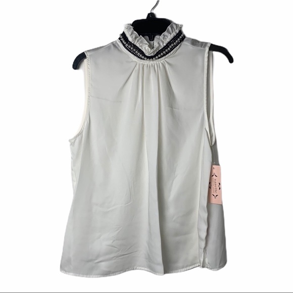 Nanette Lepore Ruffle Mock Neck sleeveless blouse - Picture 3 of 3